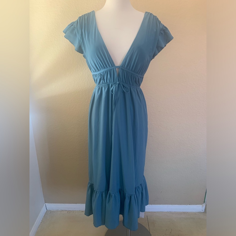 Halara Breezeful™ Deep V Neck Butterfly Sleeve Midi Dress